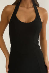Shailyn Scoop Neck Halter Maxi Dress Black