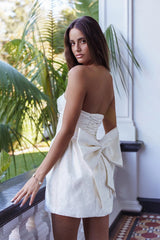 Melty Kisses Bow Mini Dress Cream
