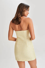MESHKI Elizabeth Tweed Bow Mini Dress - Lemon