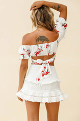 Perfect Timing Pleated Waist Frill Trim Mini Skirt White