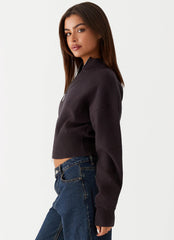 Episode High Neck Cardigan - Charcoal