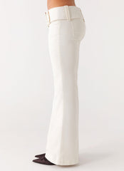 Zadie Low Rise Cord Jeans - Pearl