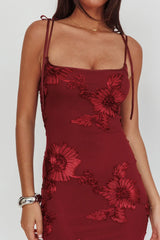 Kaela Tied Shoulder Maxi Dress Embellished Wine