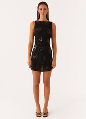 Aurora Sequin Mini Dress - Black