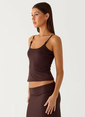 Garrix Bead Cami Top - Chocolate