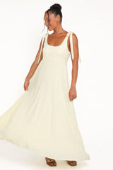 Valara Tie Shoulder Maxi Dress - Butter Yellow